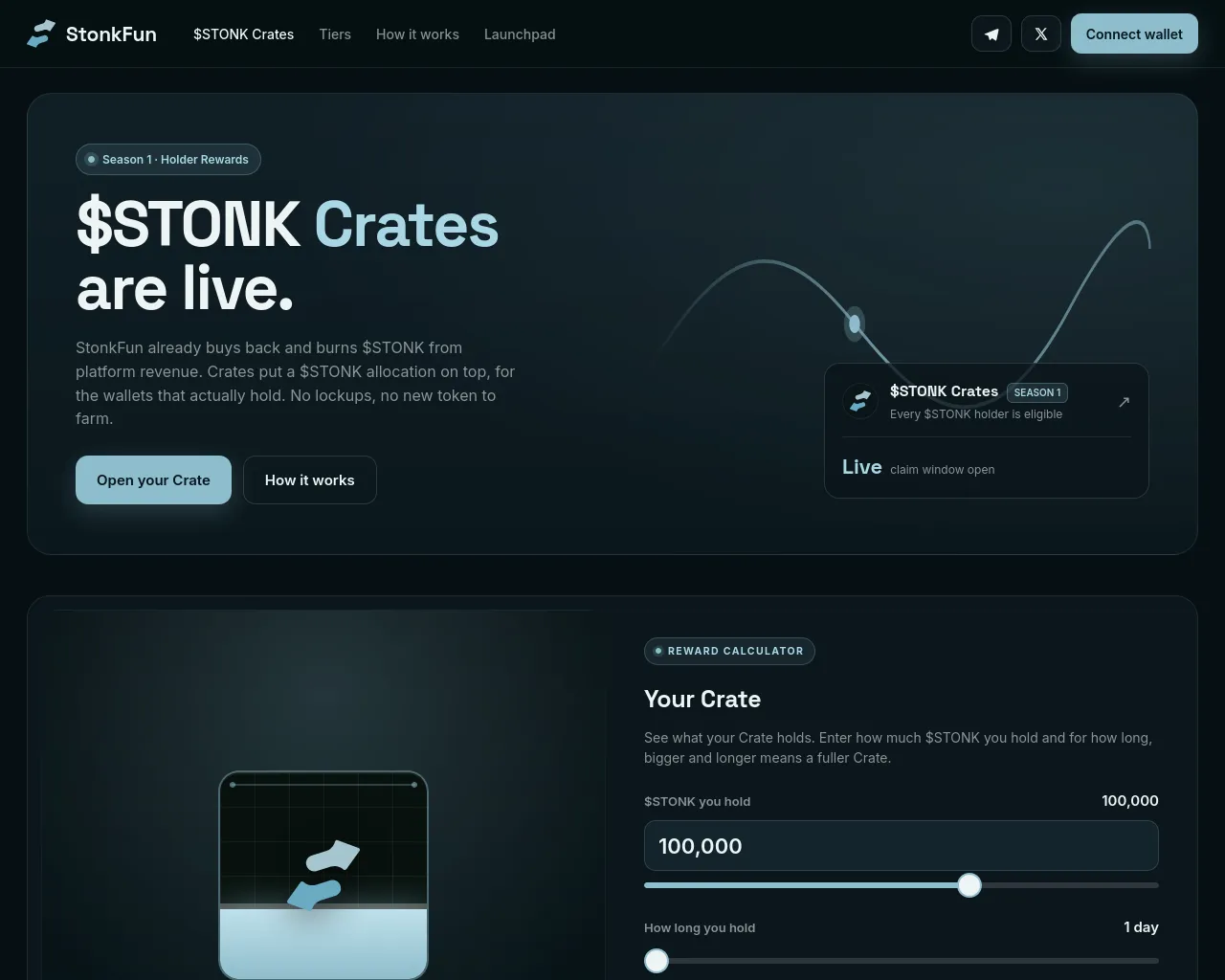 Screenshot of crates-stonkfun.xyz
