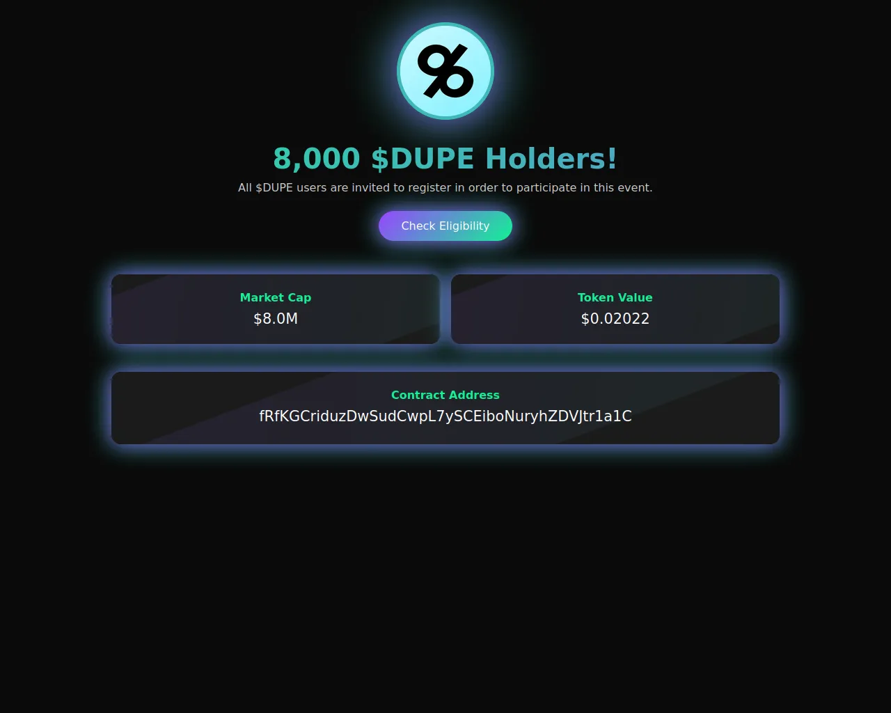 Screenshot of dupeonsol.com