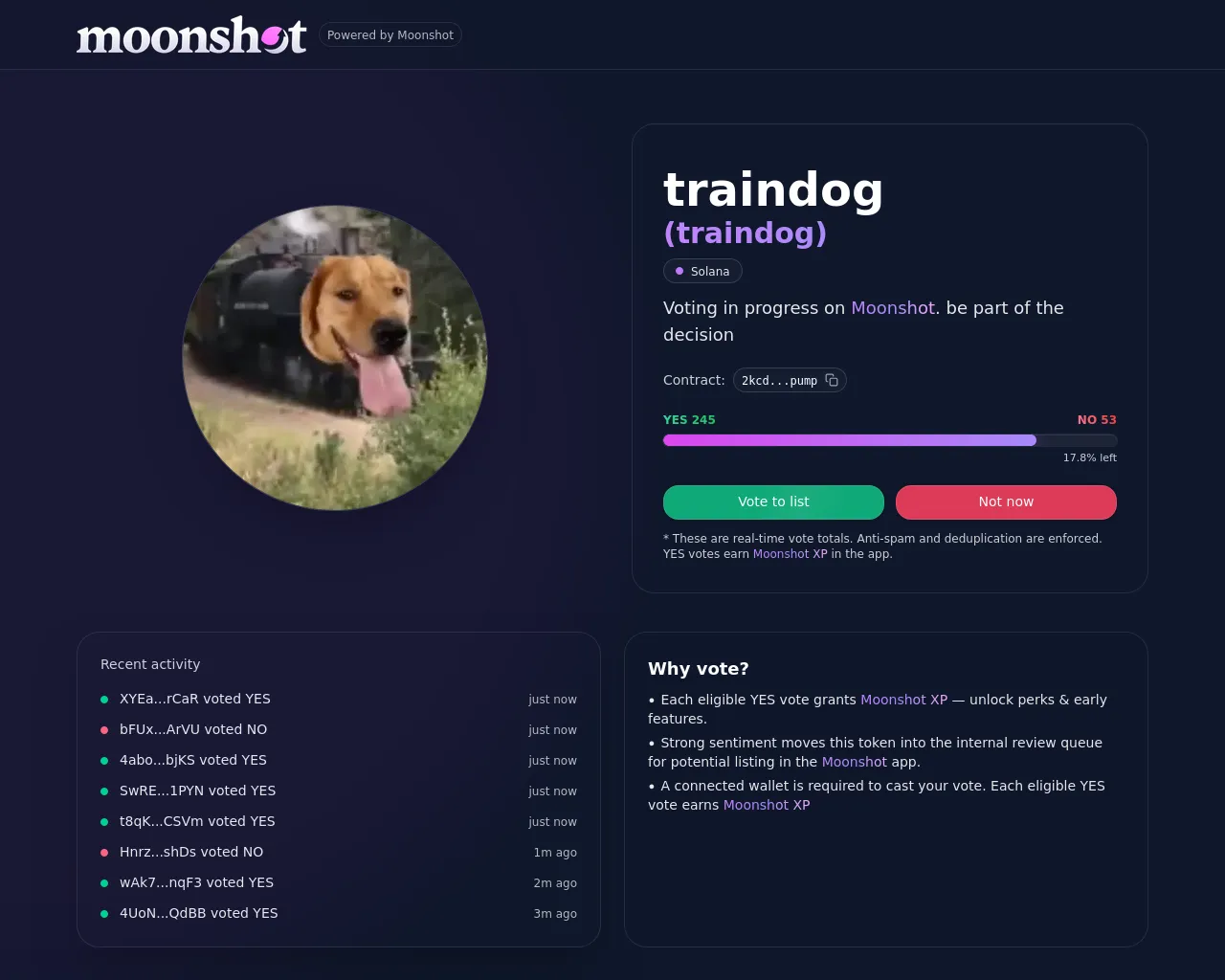 Screenshot of voteonmoonshot.live