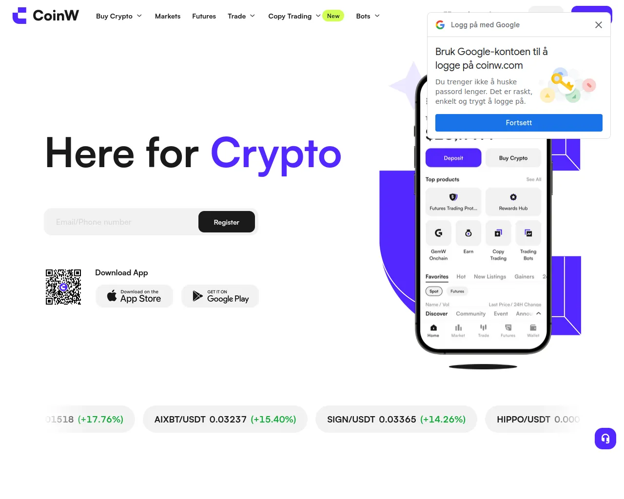 Screenshot of coinw.coffee