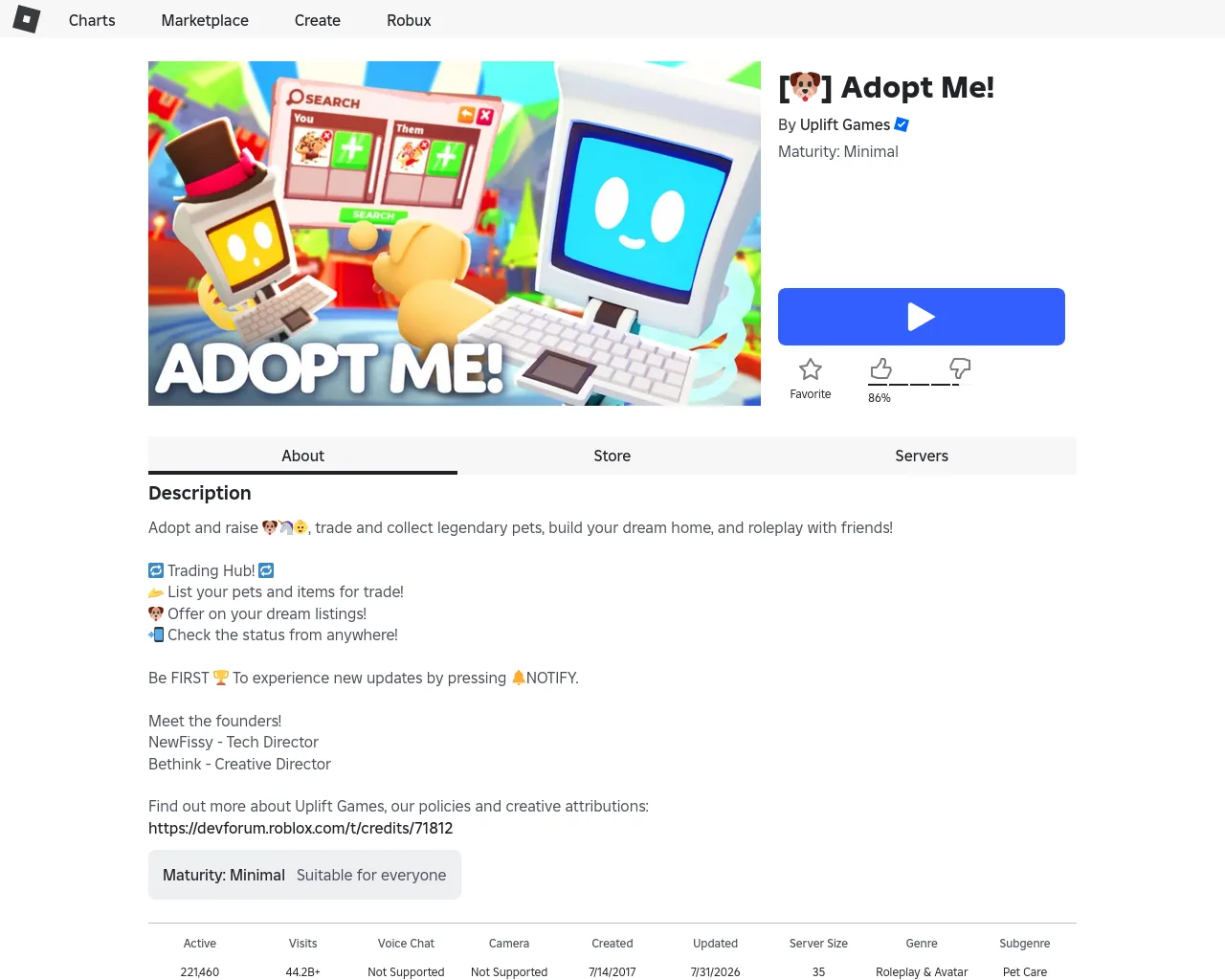 Screenshot of adoptmebio.com