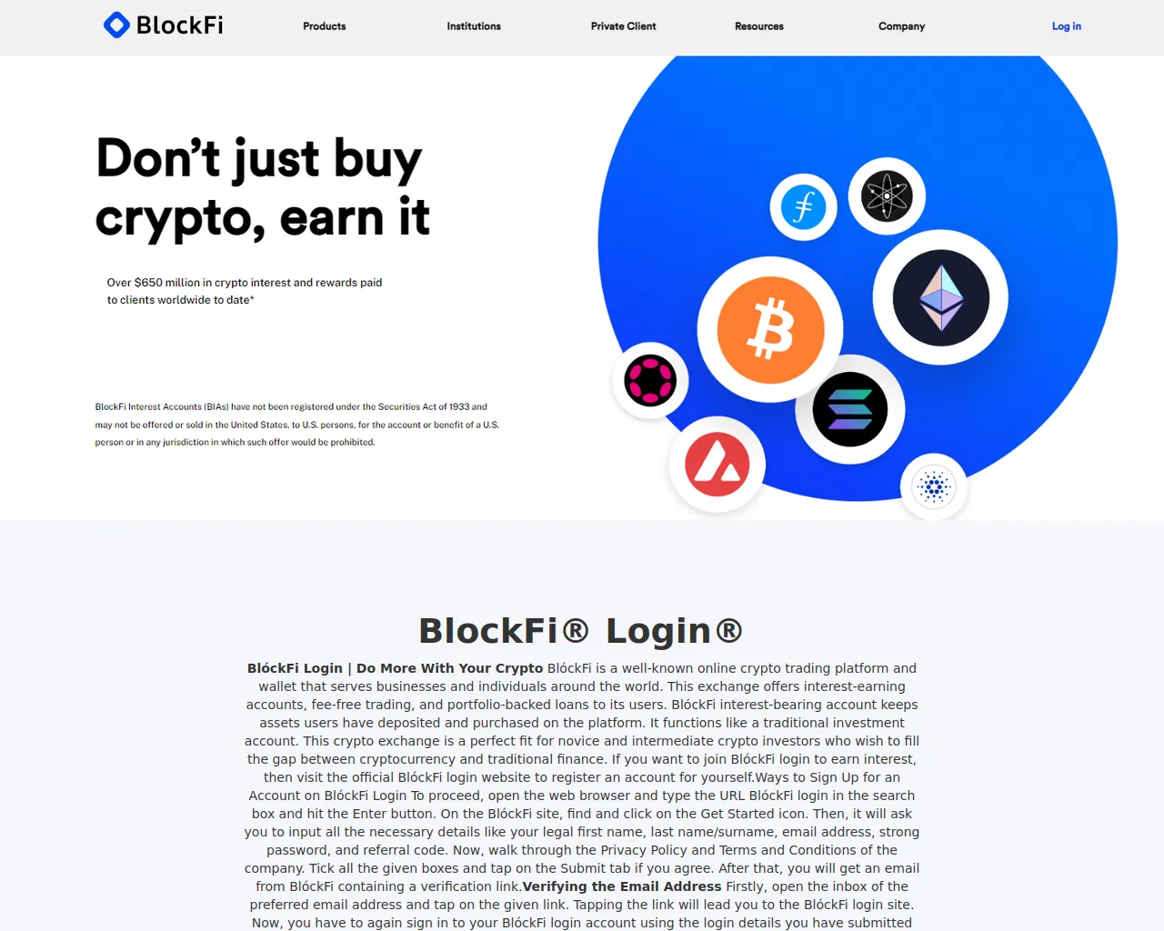 Screenshot of blockfi-logn.webflow.io