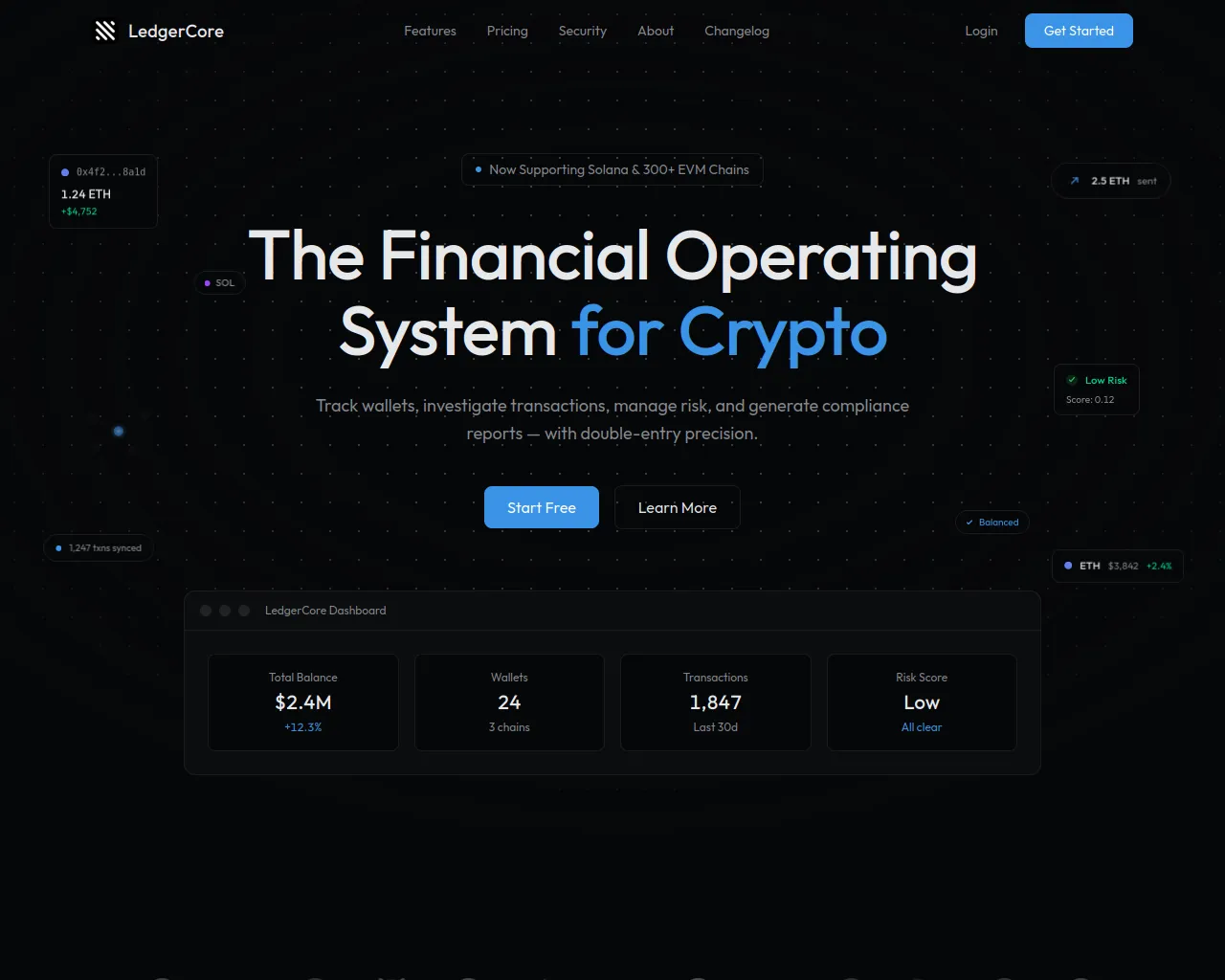 Screenshot of ledgercore.xyz
