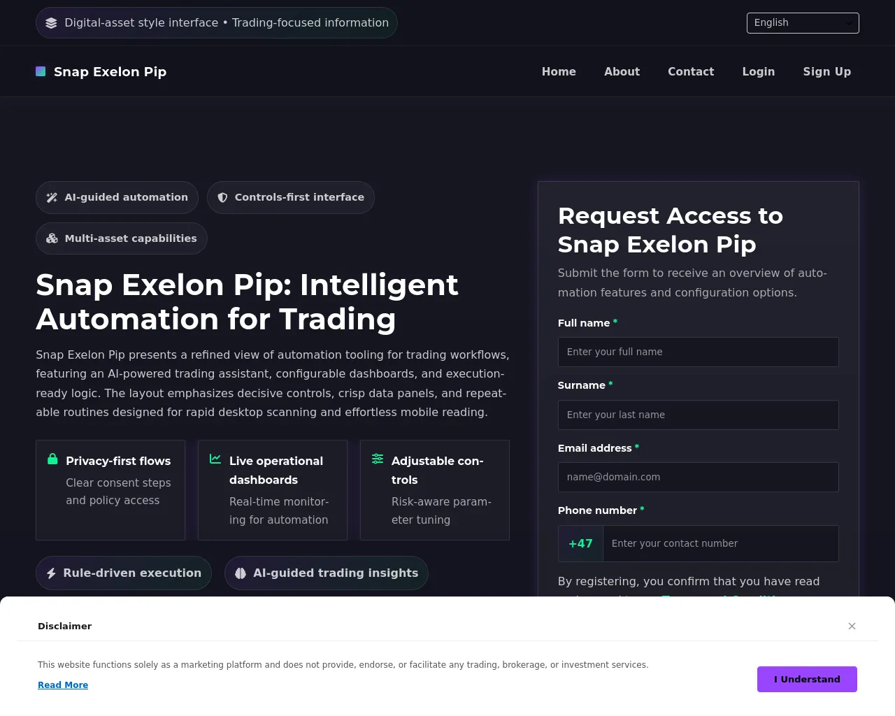 Screenshot of snap-exelon-pip.pro