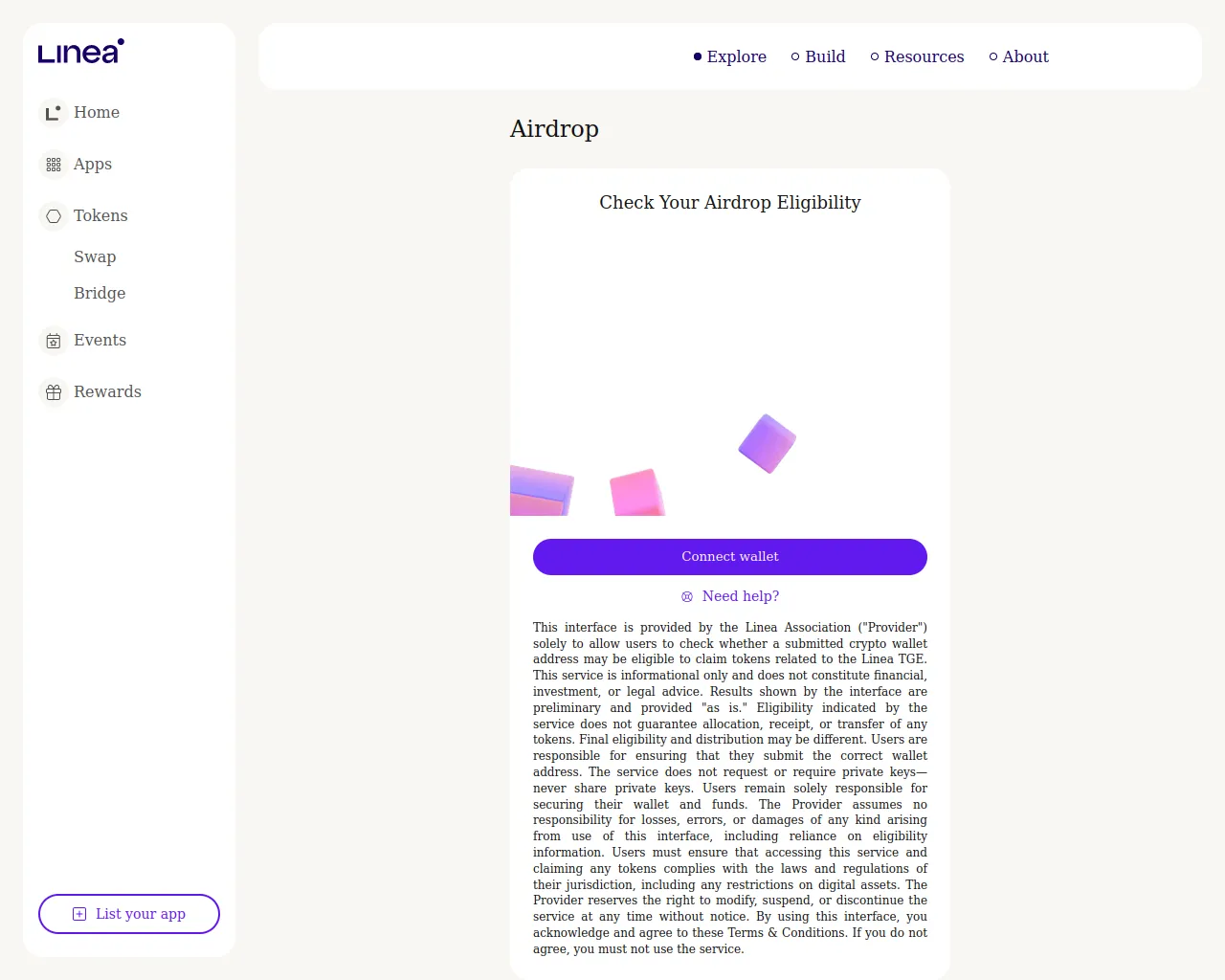 Screenshot of airdrop-linea.xyz