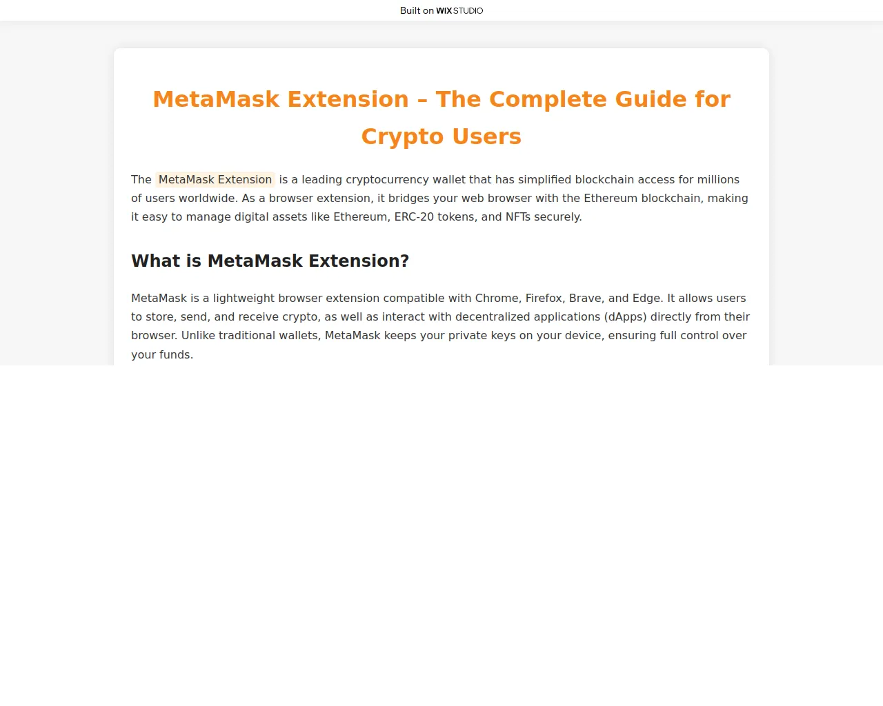 Screenshot of metamsk-nav-ext.wixstudio.com