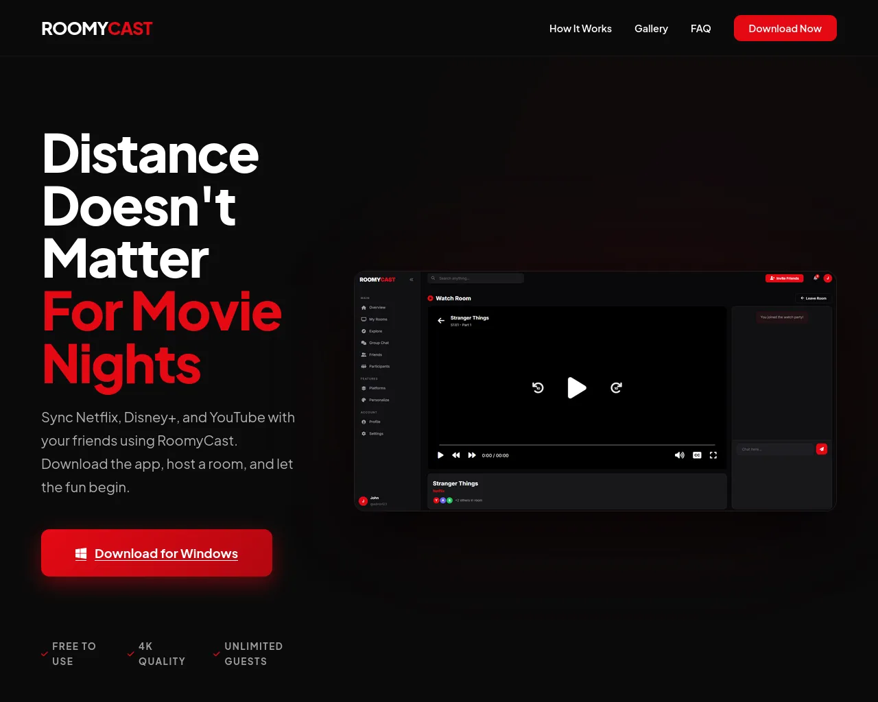 Screenshot of roomycast.com