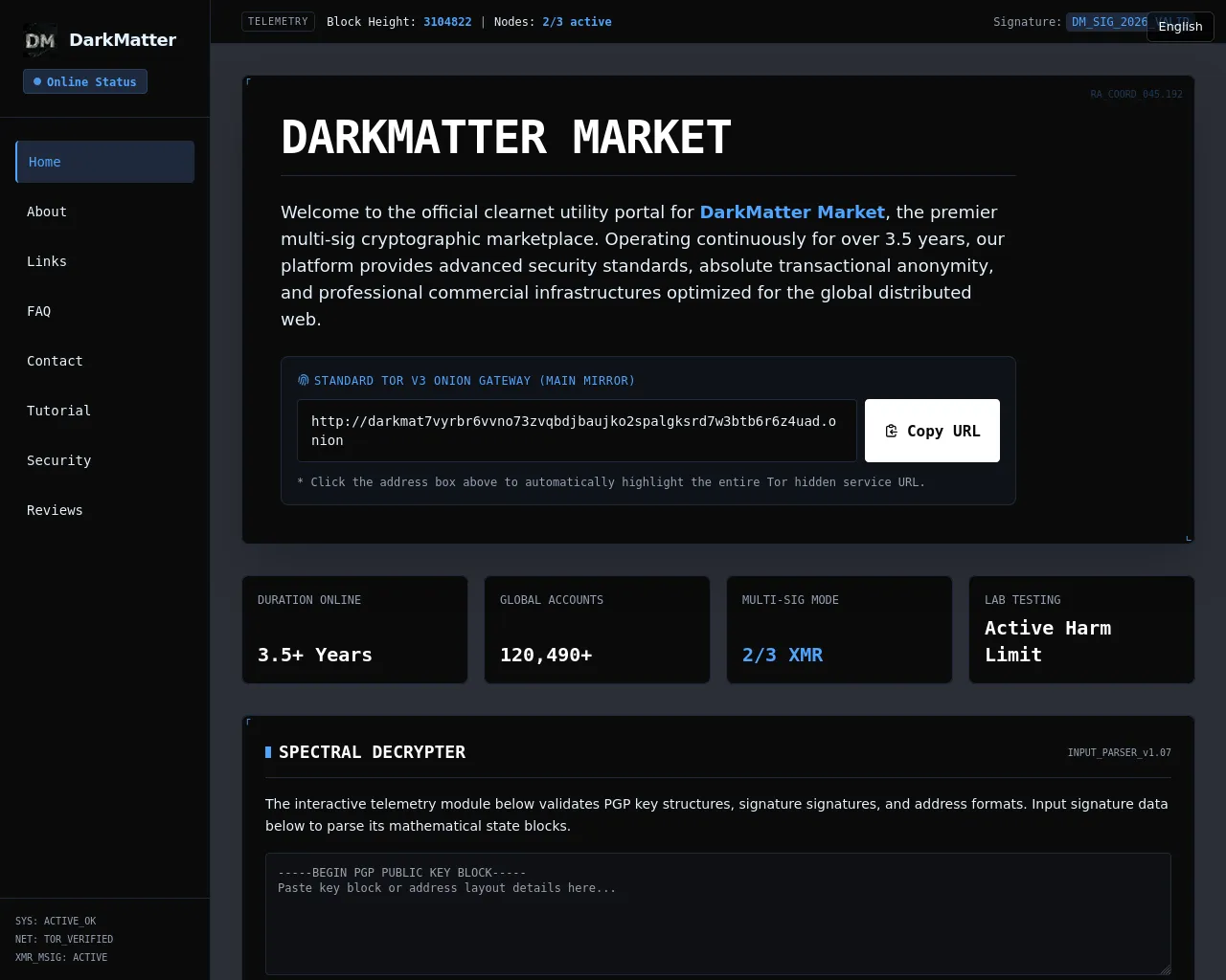 Screenshot of darkmatter-dark.xyz