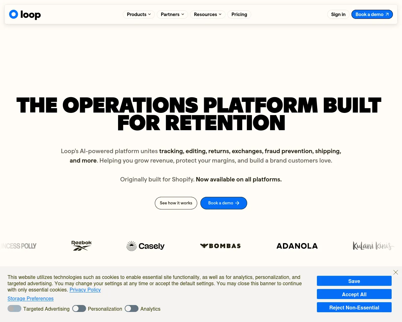 Screenshot of loopreturn.xyz