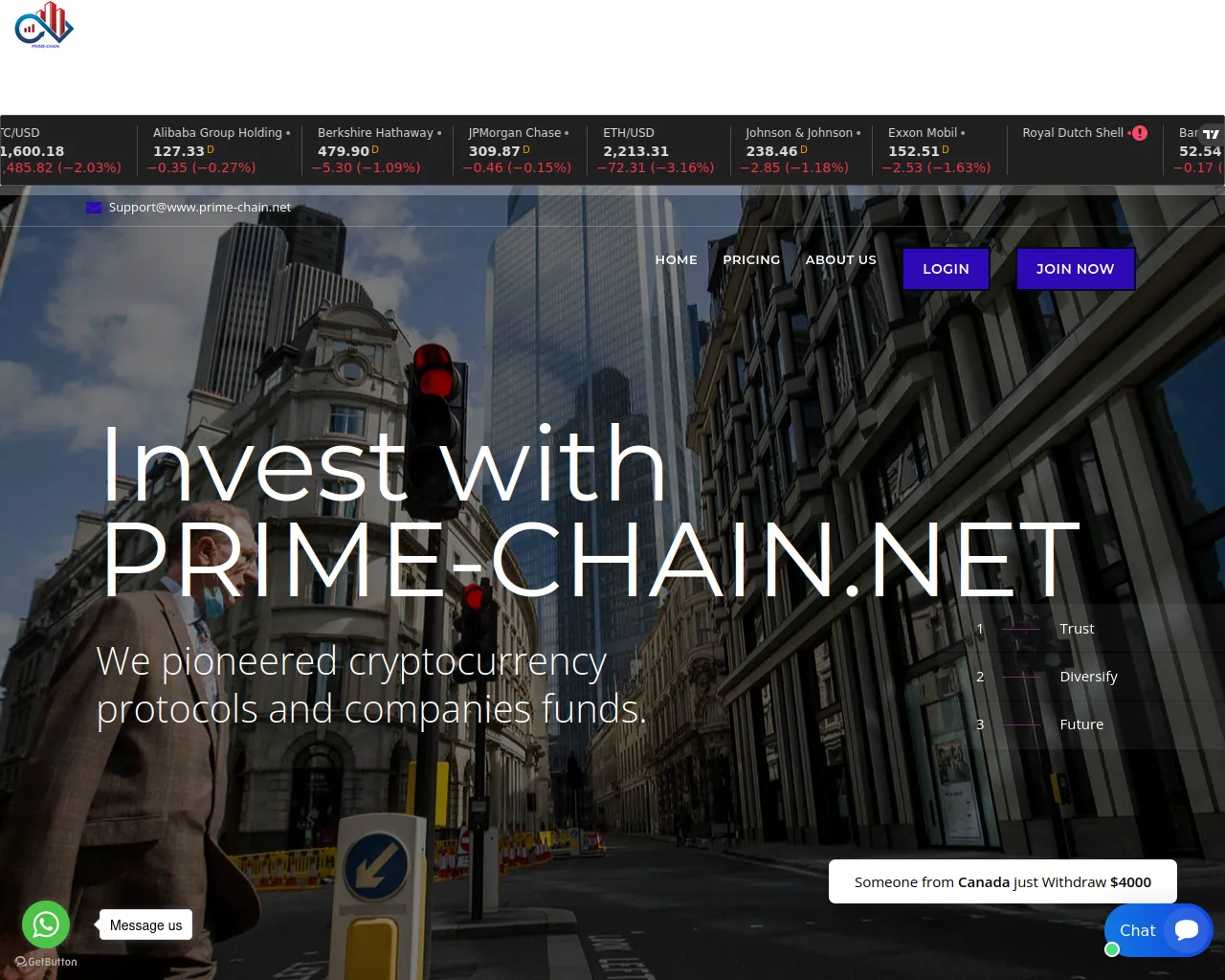 Screenshot of prime-chain.net