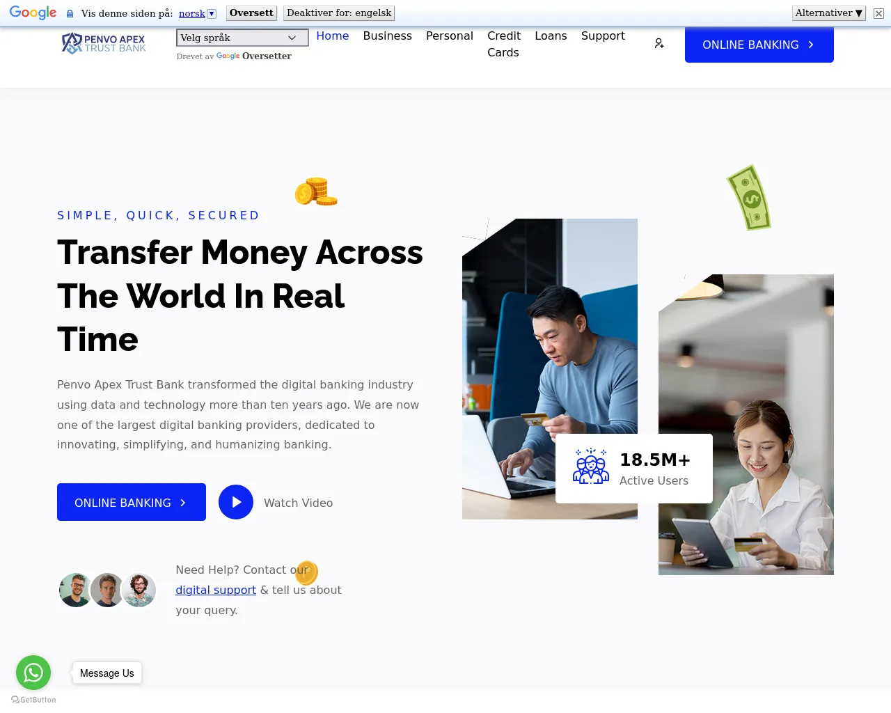 Screenshot of penvoapextrustbnk.com