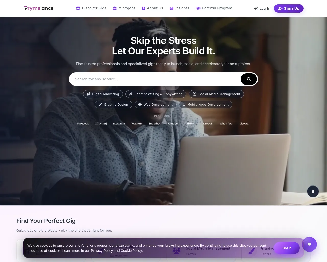 Screenshot of prymelance.com