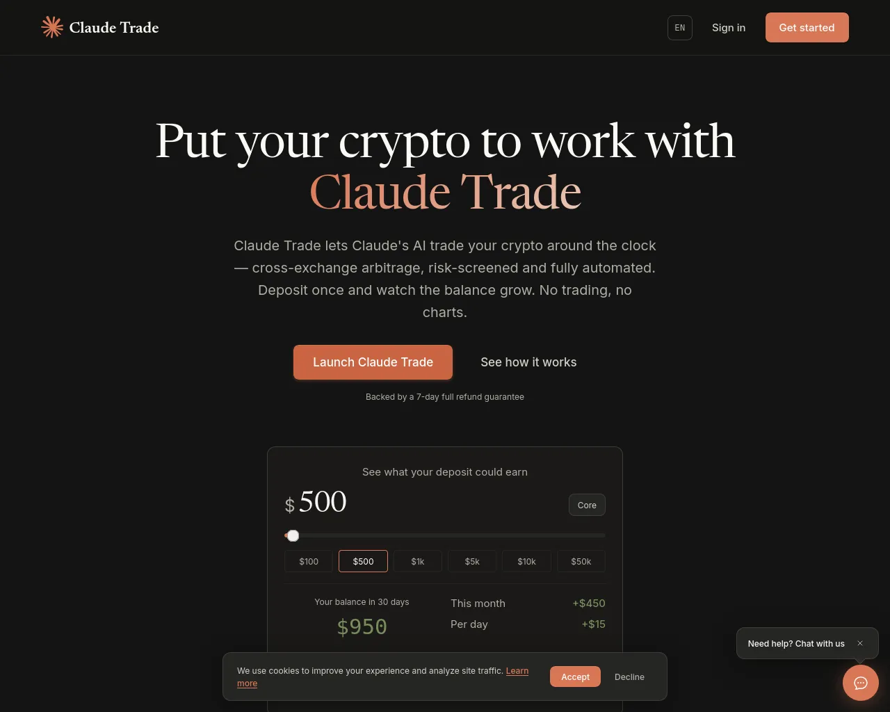 Screenshot of claudetrade.org