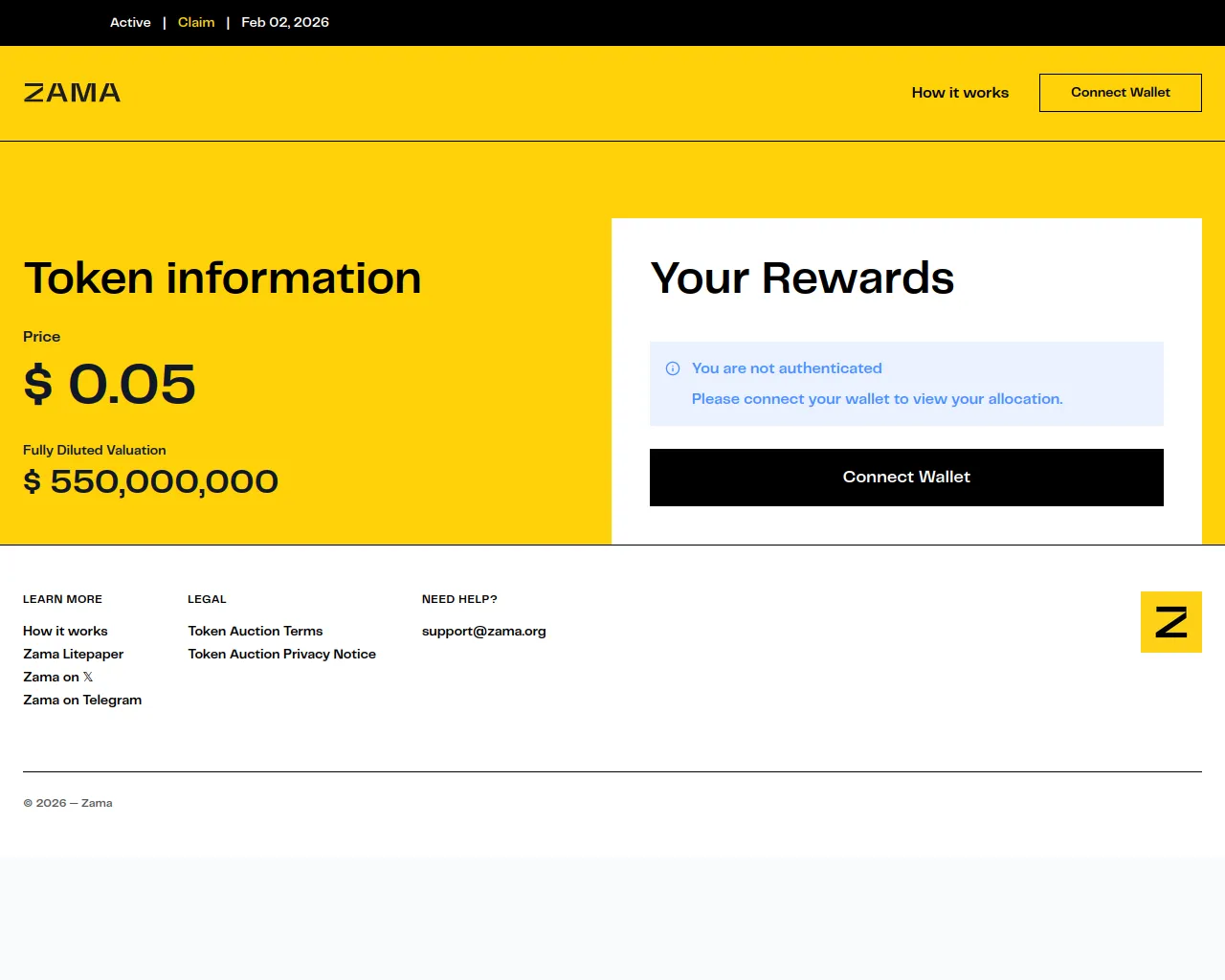 Screenshot of airdrop-zama.xyz
