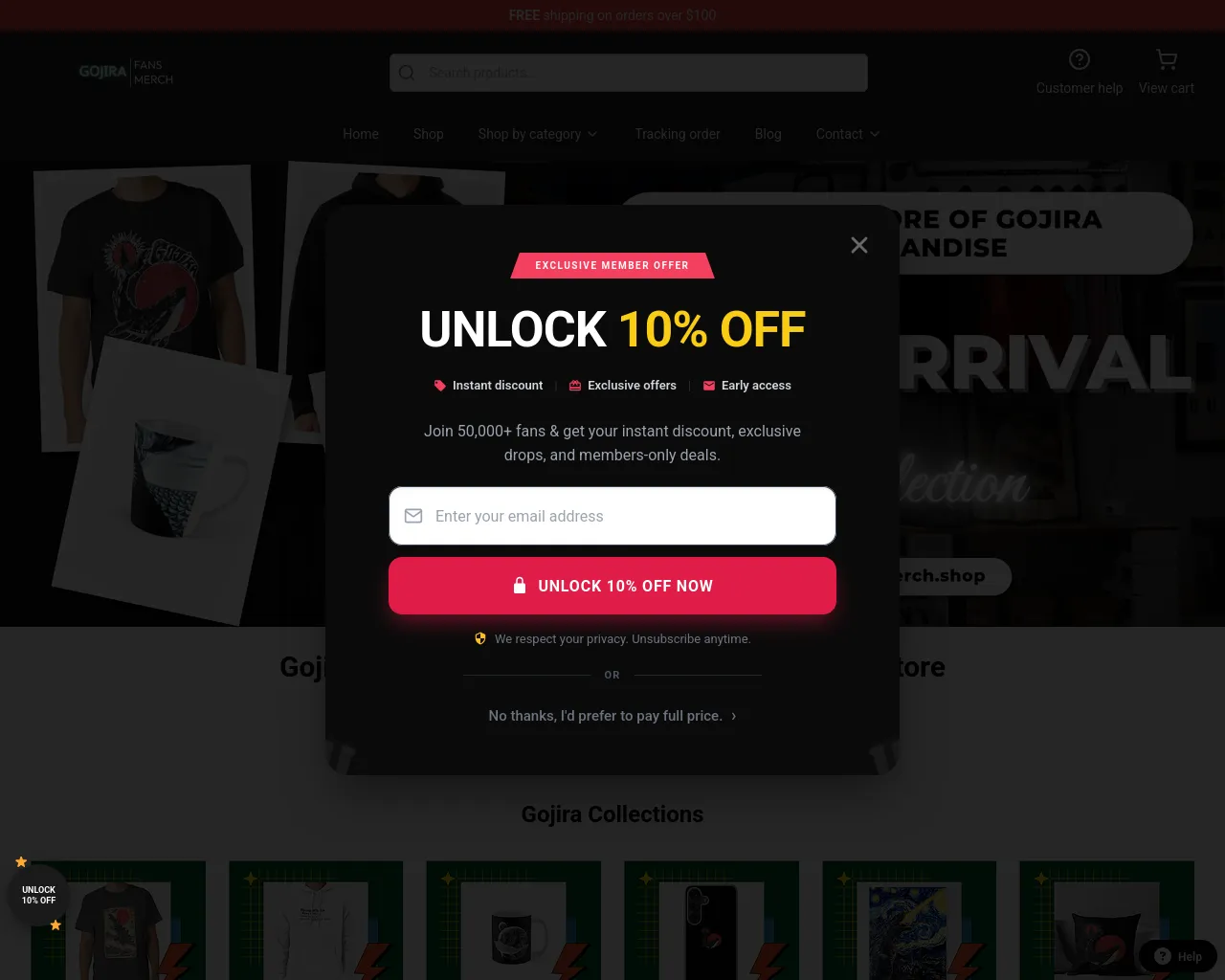 Screenshot of gojiramerch.shop