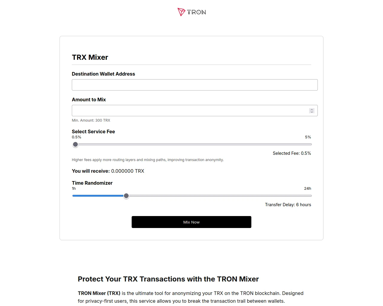 Screenshot of tron-mixers.com