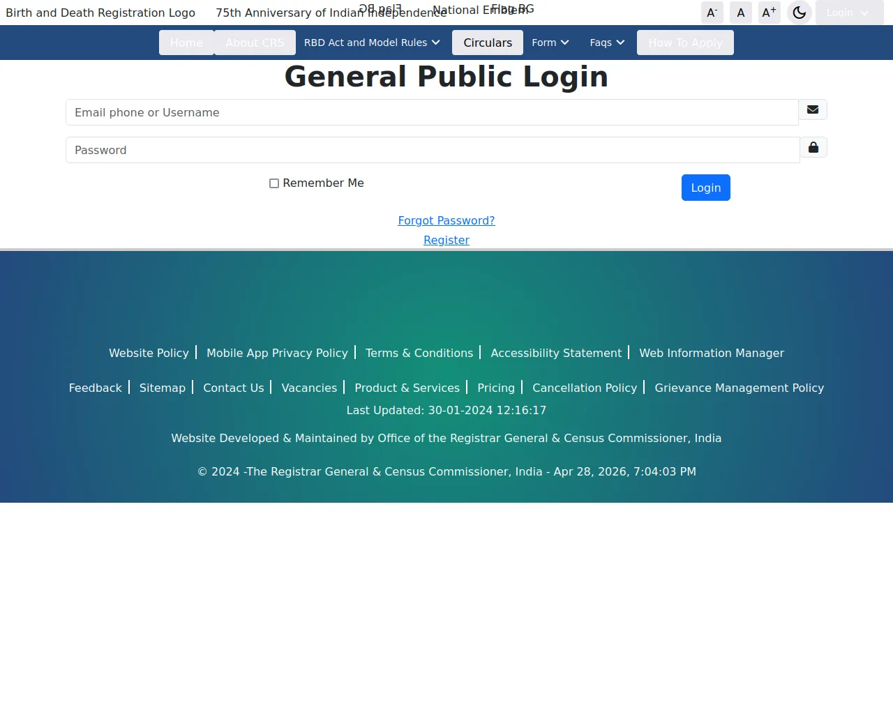 Screenshot of dc.crsorgi.gov.in.govaco.shop