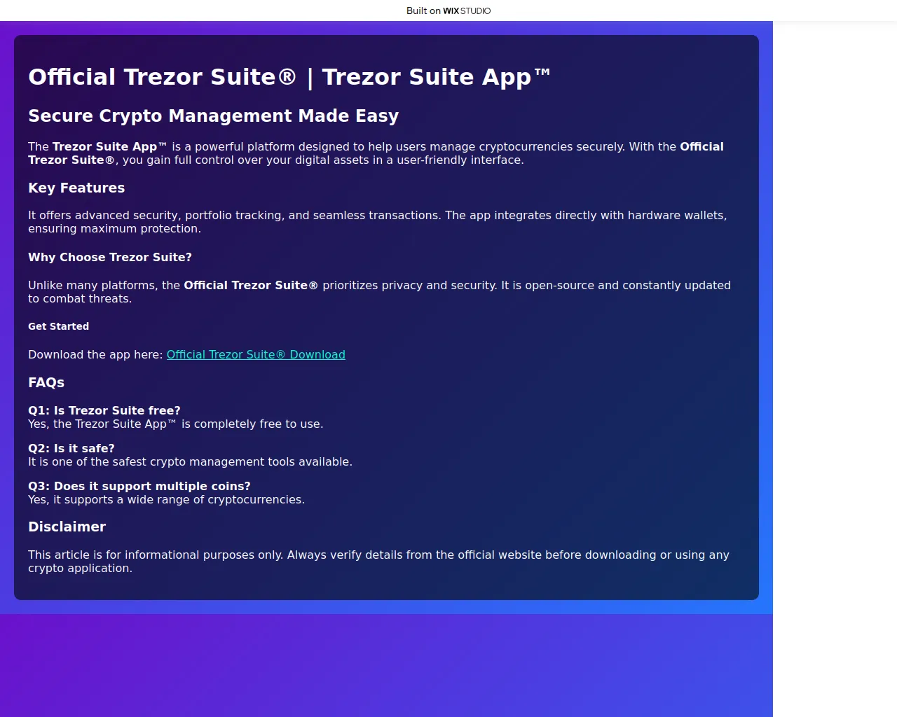Screenshot of homepage-suitstrez.wixstudio.com