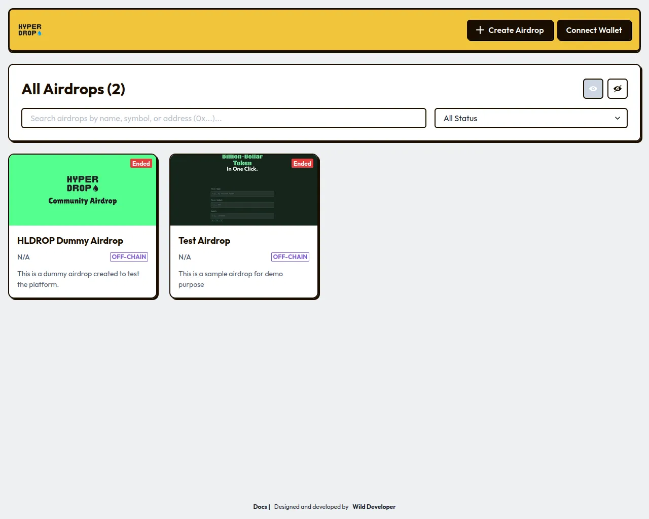 Screenshot of hldrop.xyz