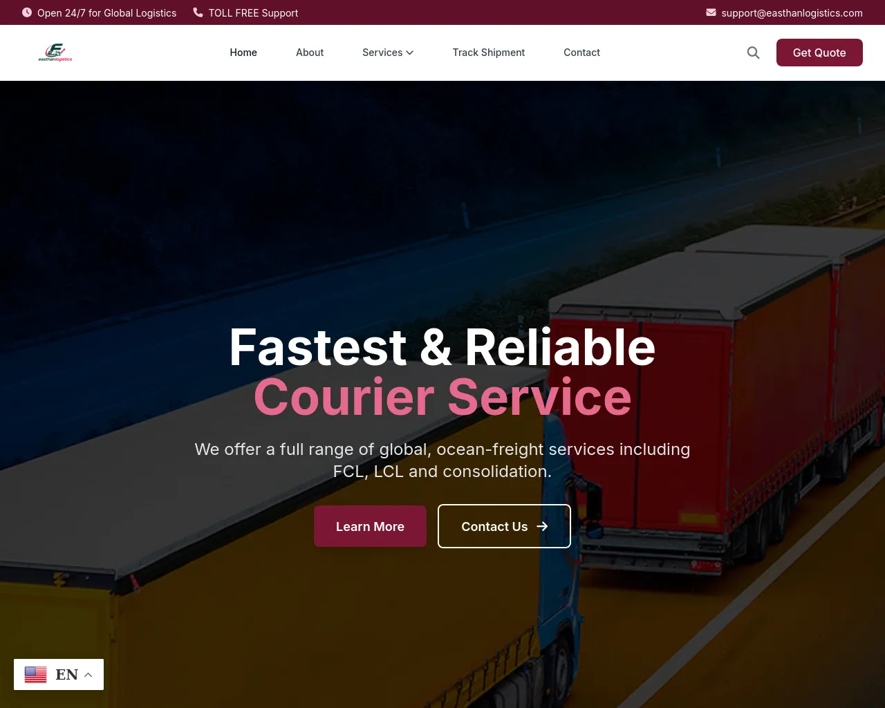 Screenshot of easthanlogistics.com