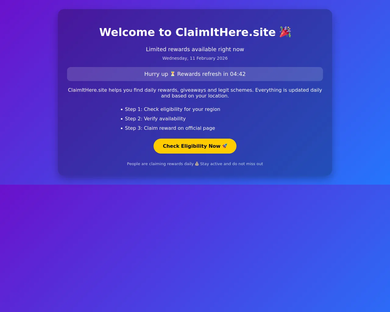 Screenshot of claimithere.site