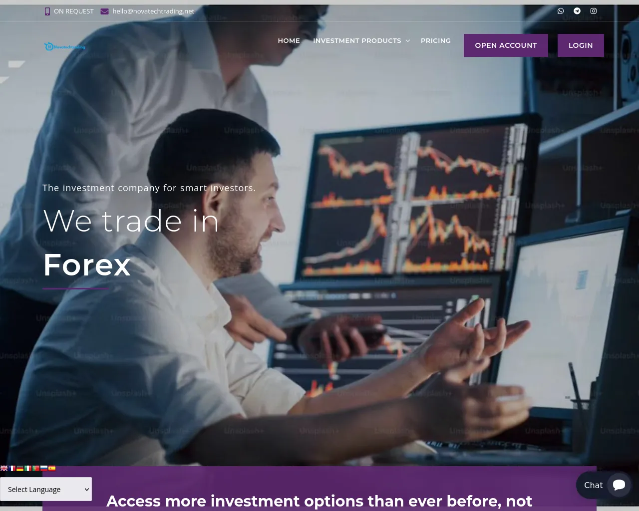 Screenshot of novatechtrading.net