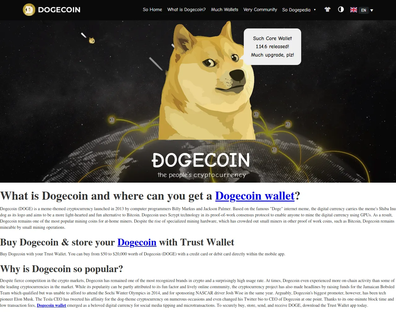 Screenshot of dogecoinewallets.webflow.io