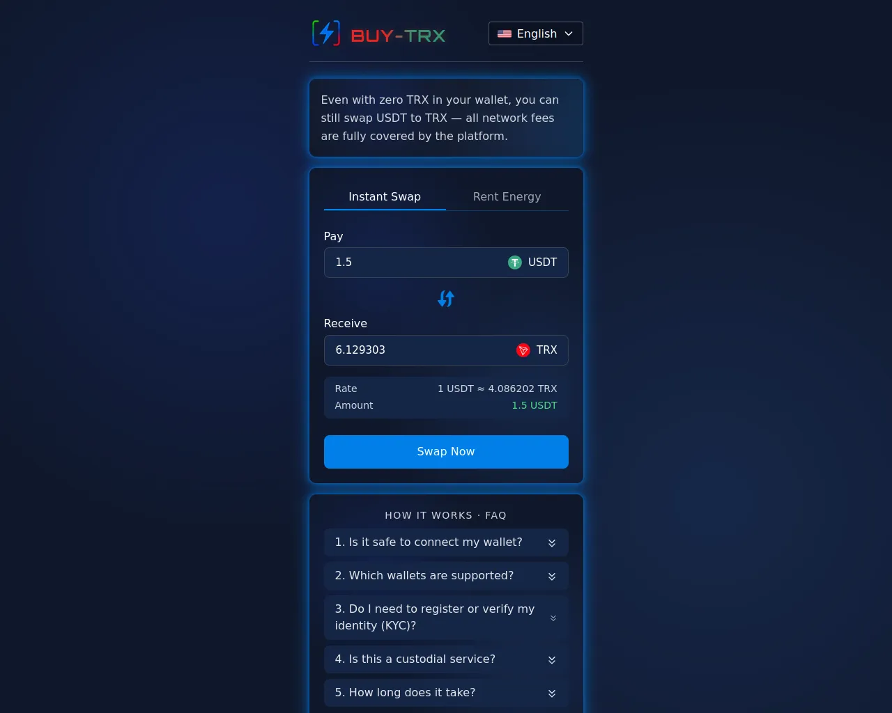 Screenshot of buy-trx.ch