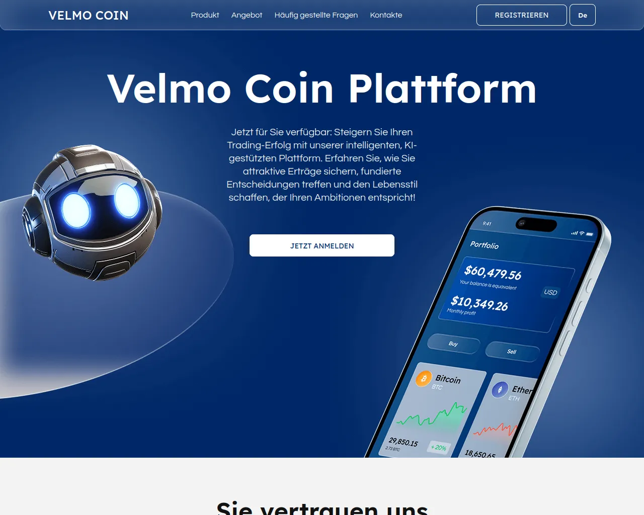 Screenshot of velmo-coin-ai.com