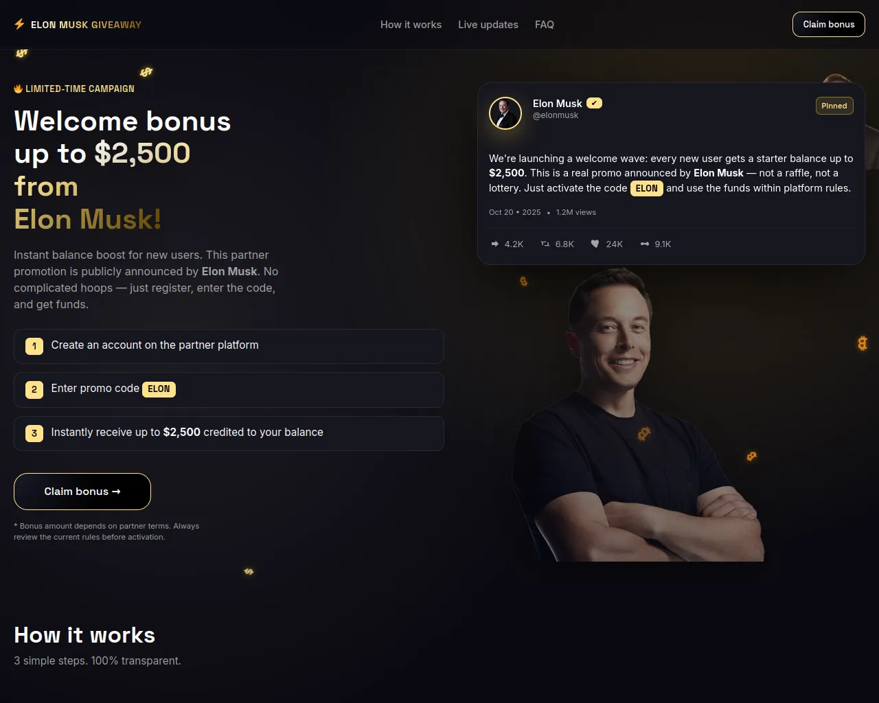 Screenshot of elonsgift.com