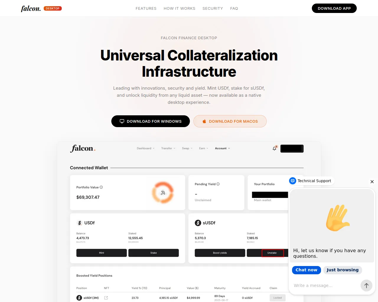 Screenshot of falcondesktop.finance