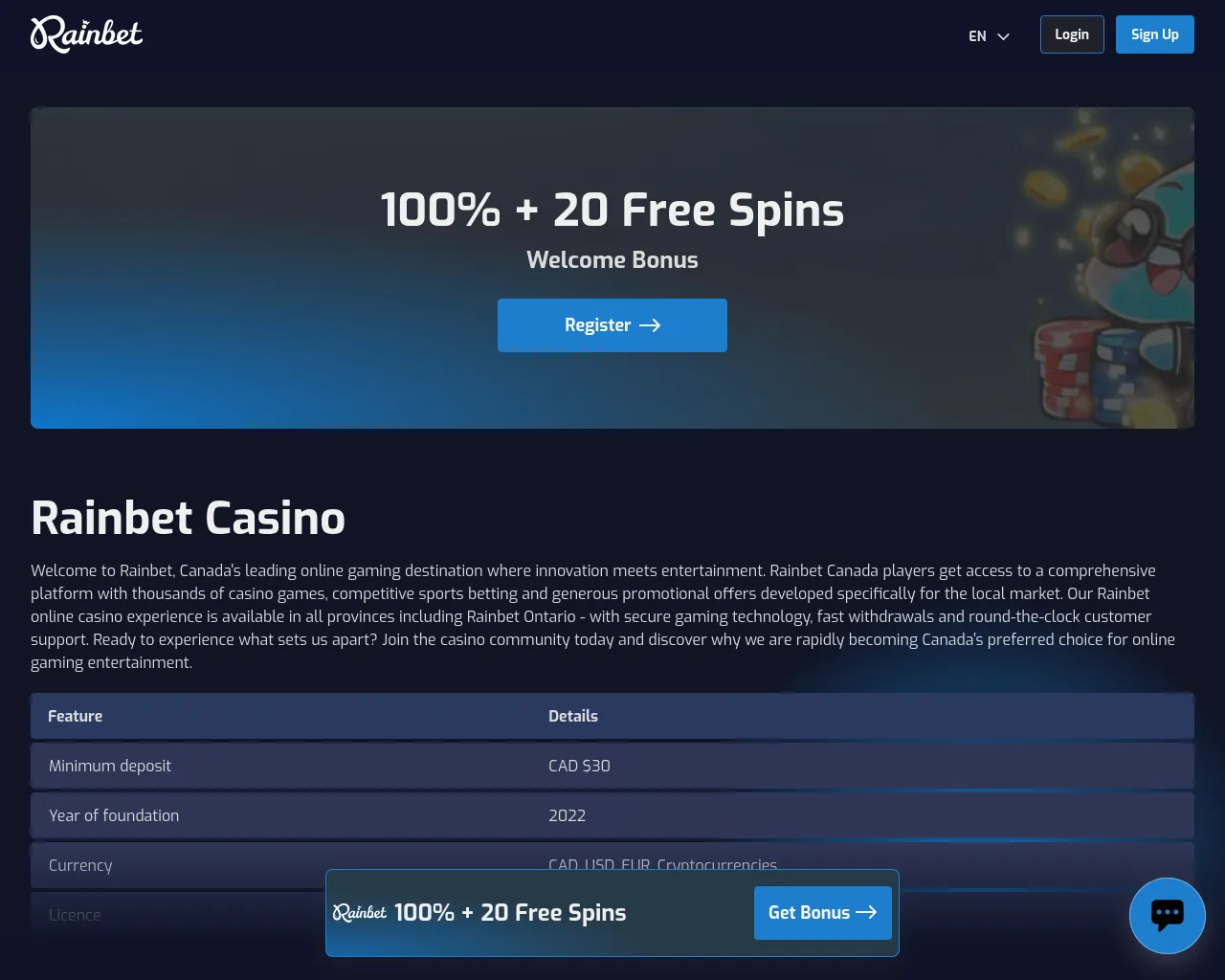 Screenshot of rainbet.fyi
