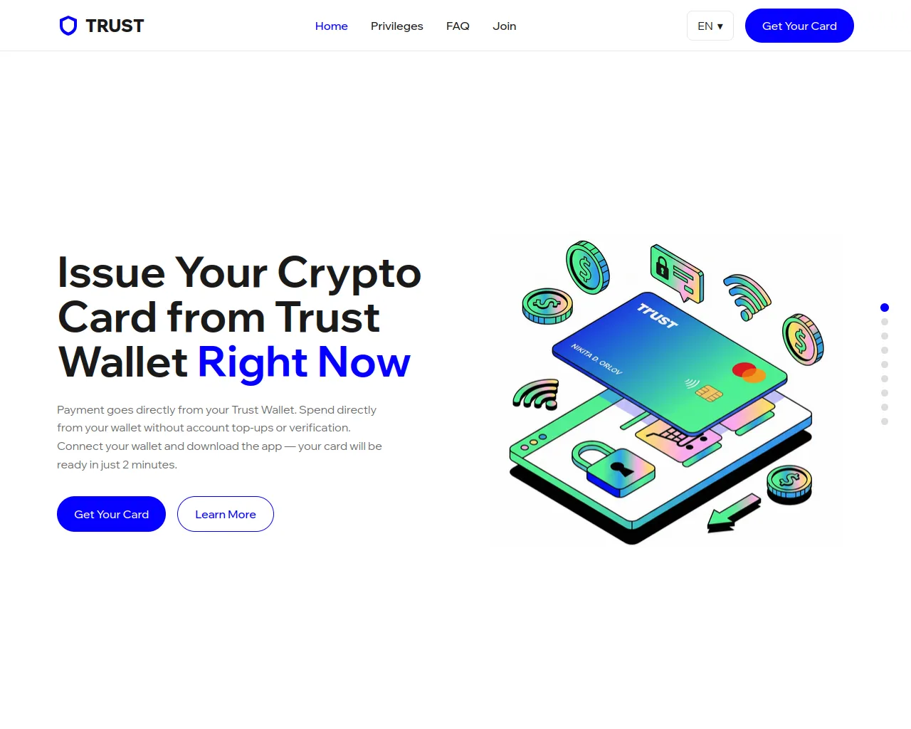 Screenshot of trustwalletcard.in