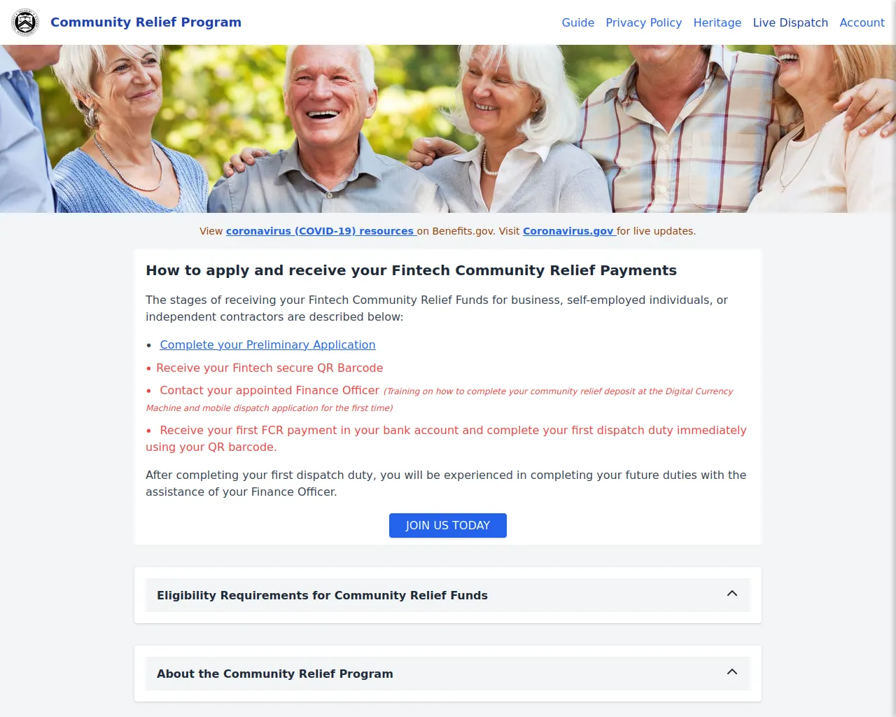 Screenshot of community-relief.us