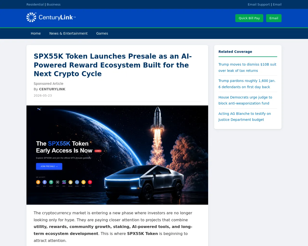 Screenshot of spx21k-centurylink.com