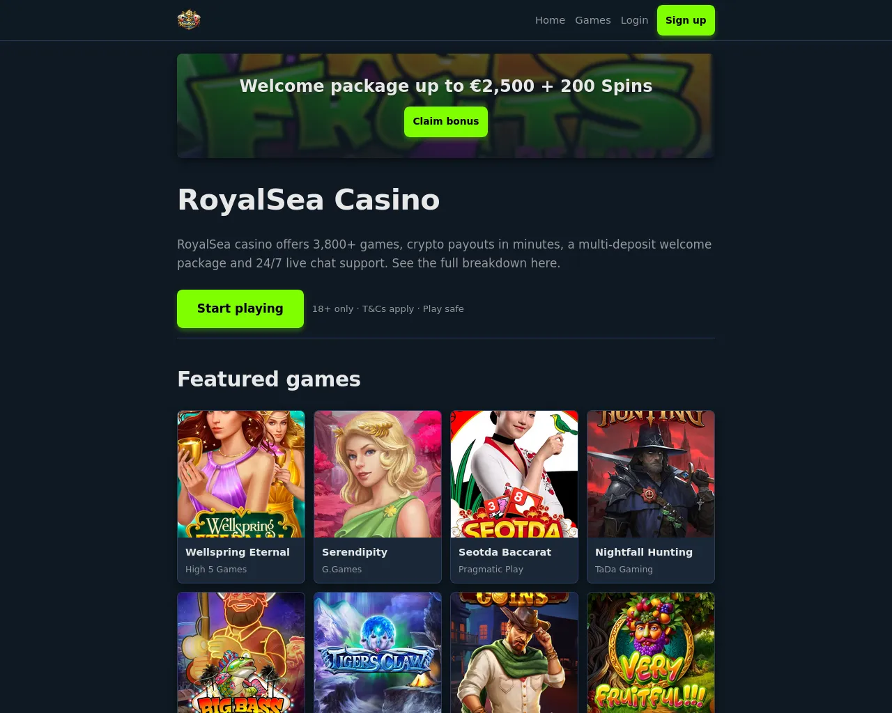 Screenshot of royalsea7.com