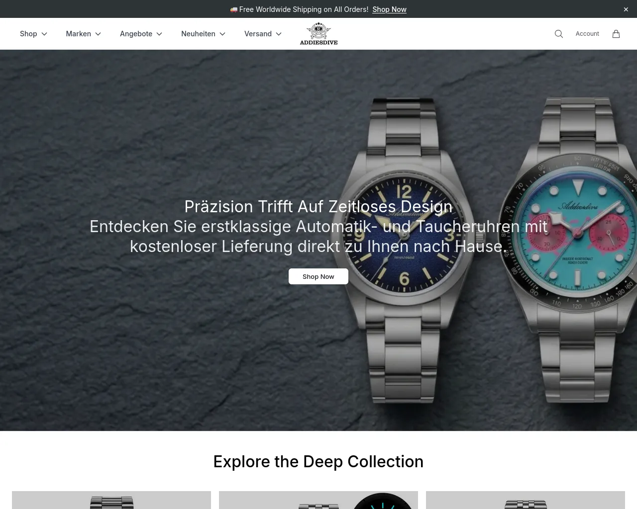 Screenshot of addiesdivewatchesstore.shop