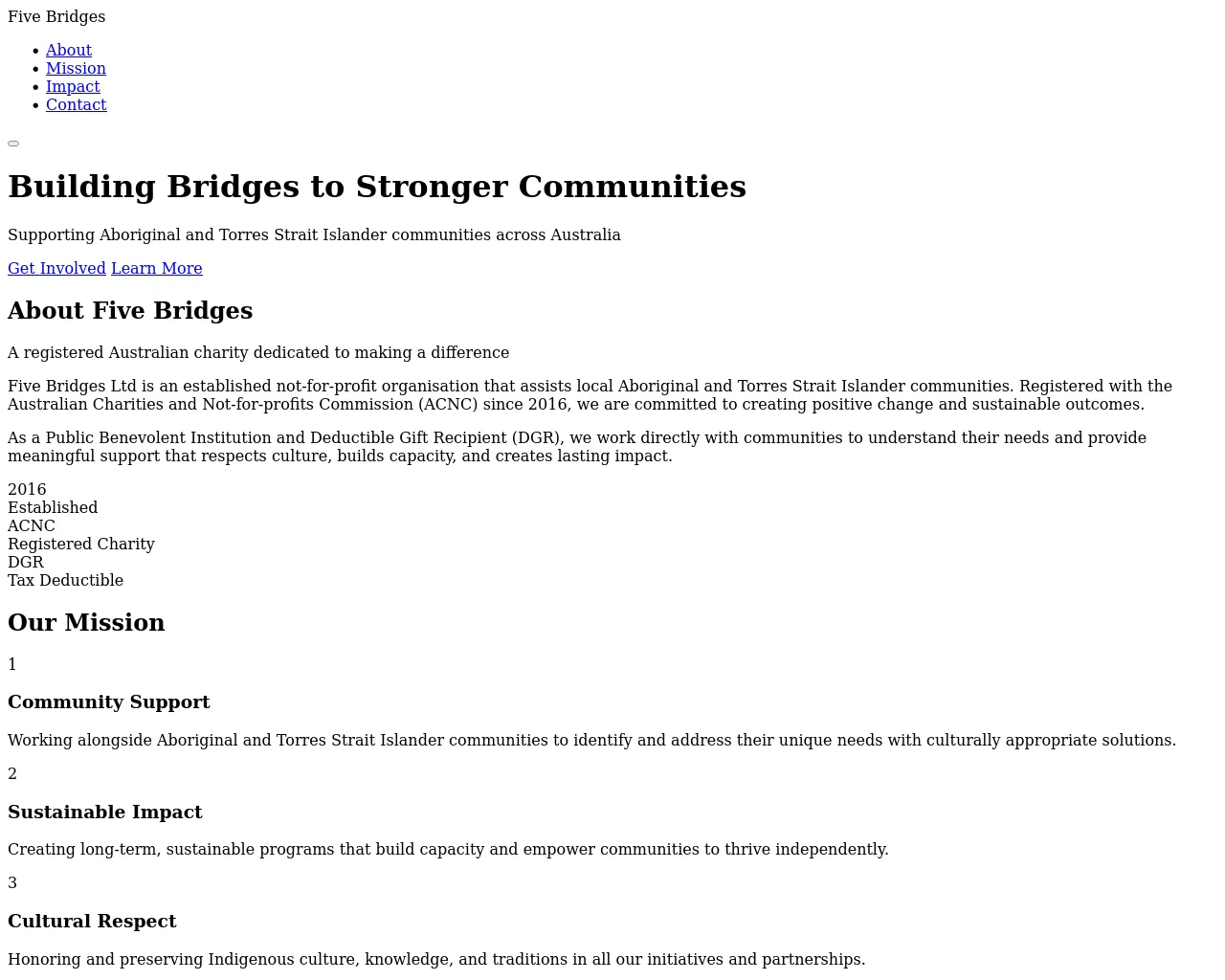 Screenshot of fivebridgesltd.org