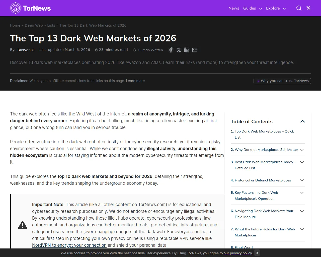 Screenshot of tornews.com