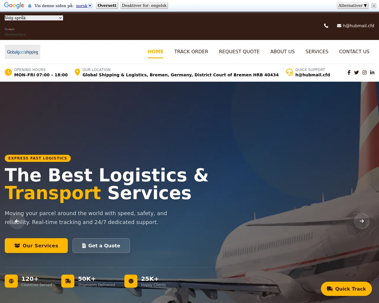 Screenshot of swiftcargopoint.com