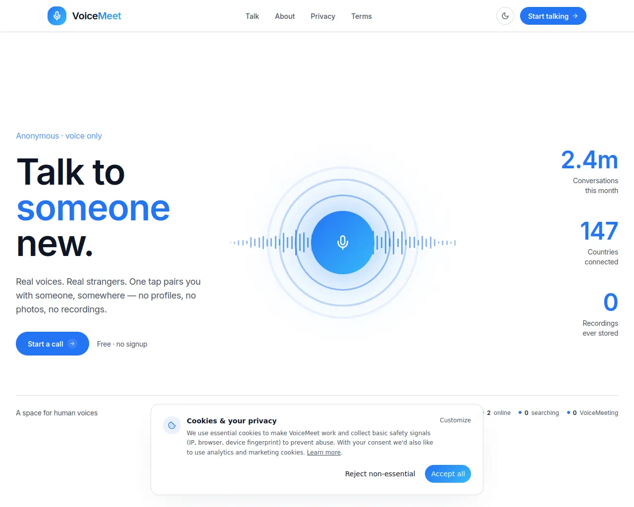 Screenshot of voicemeet.live