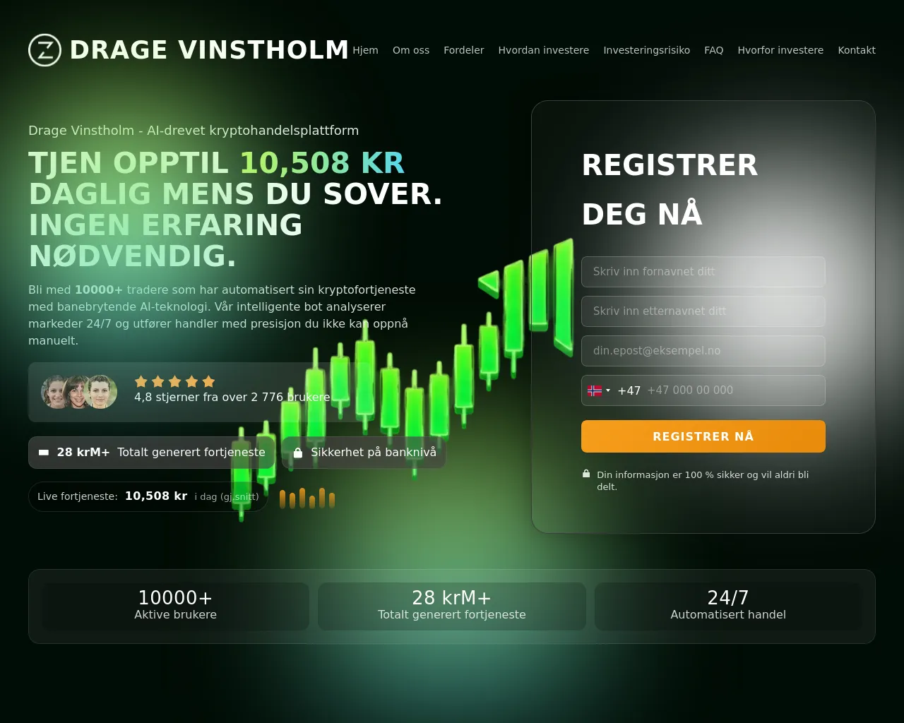 Screenshot of dragevinstholm.net