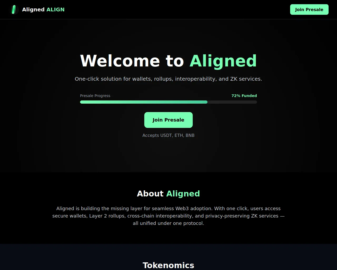 Screenshot of alignedpresale.xyz