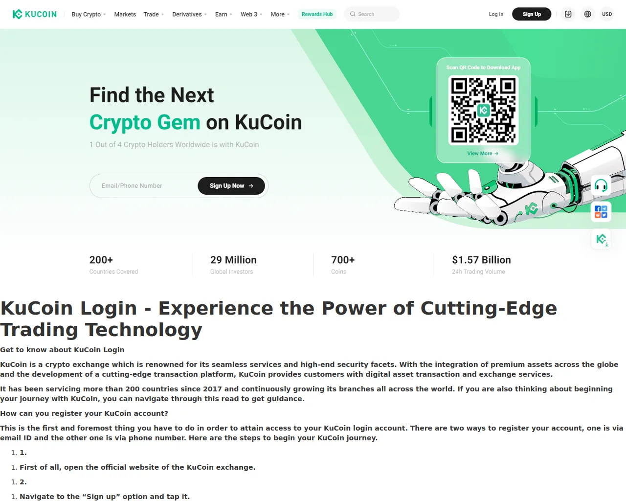 Screenshot of kucoeneloginrow.webflow.io