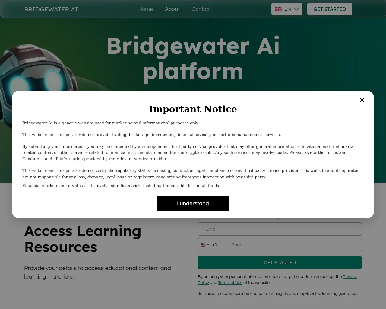 Screenshot of bridgewaterai.live