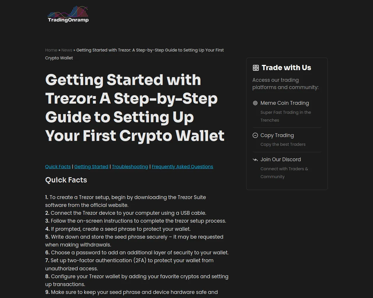 Screenshot of tradingonramp.com
