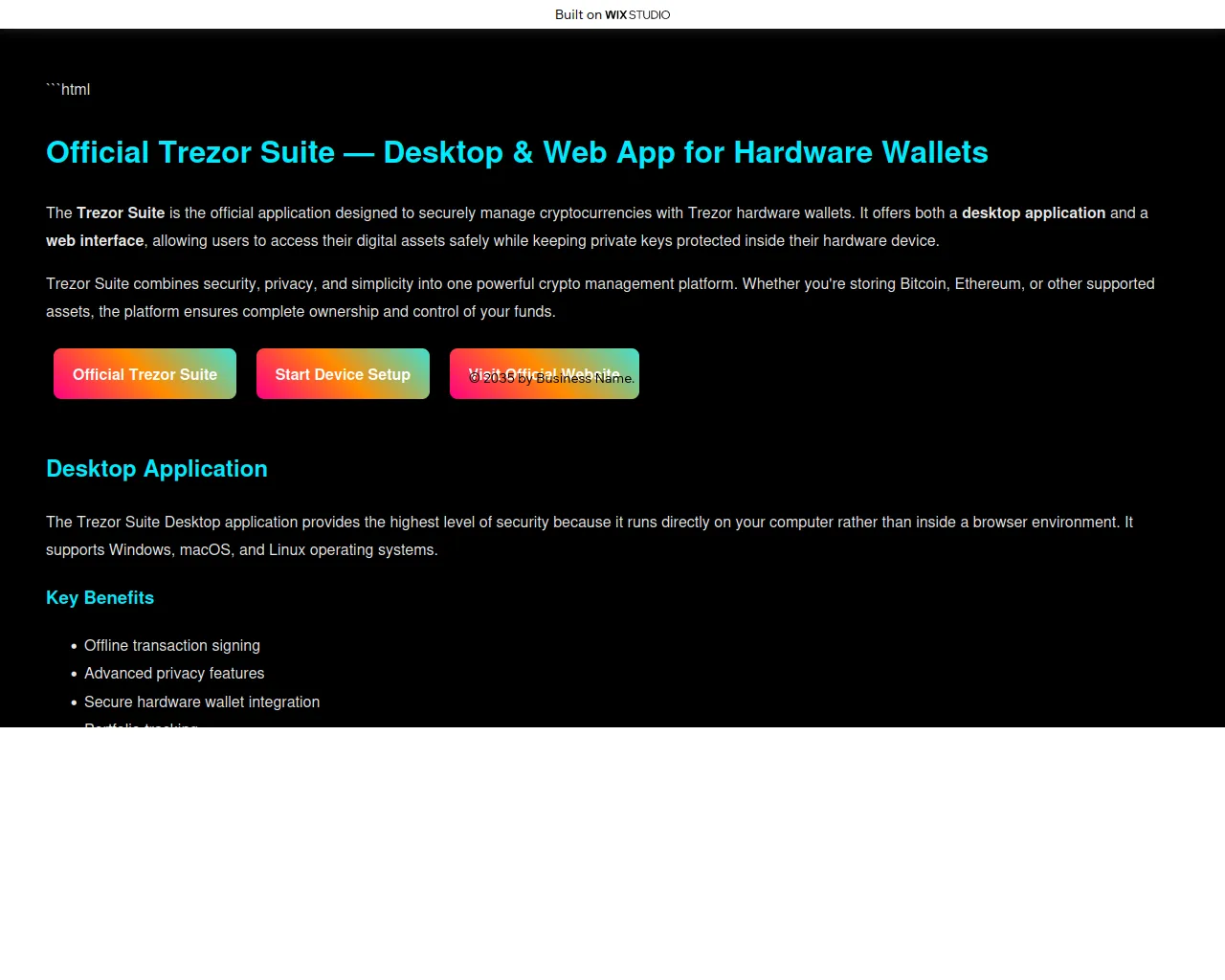 Screenshot of trezsuitte.wixstudio.com