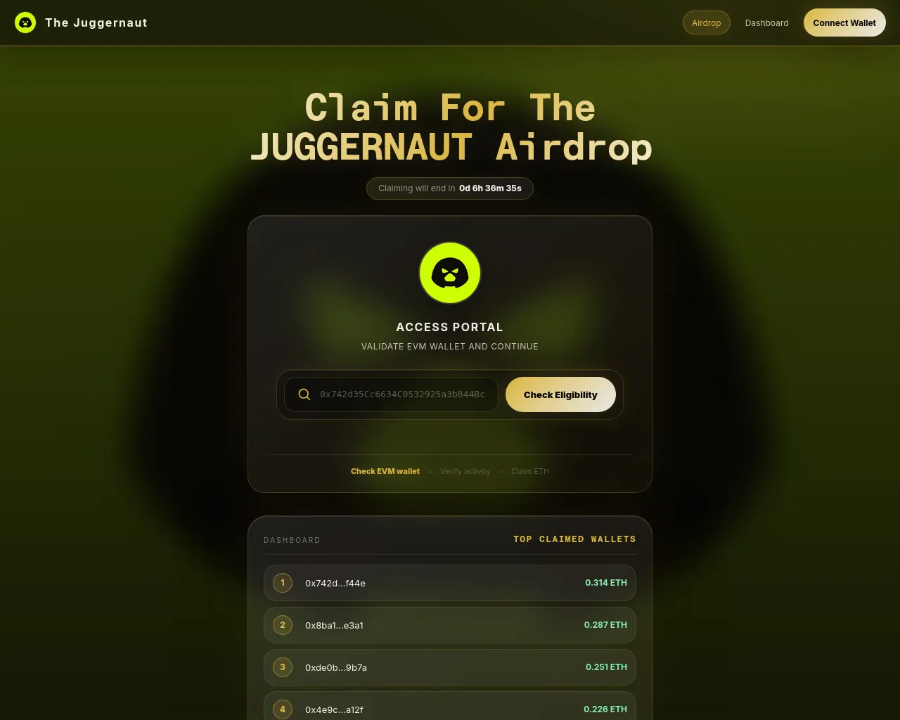 Screenshot of juggernaut.evmcheck-nx.lol