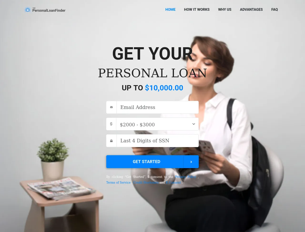 Screenshot of thepersonalloanfinder.com