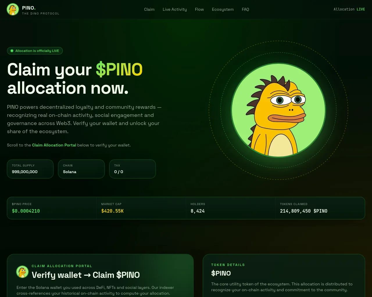 Screenshot of pinothedino.info